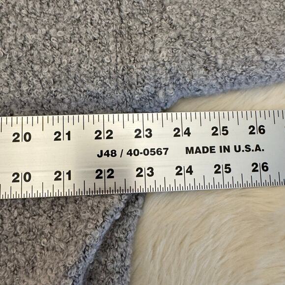 Three Dots Gray Open Front Wool Sherpa Cardigan Sweater Medium - Picture 10 of 12